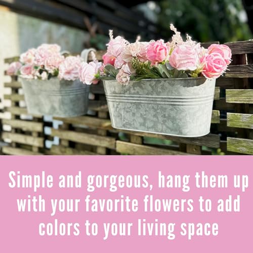 LaLaGreen Rail Planter (11.2 in, 6 Pack) Silver Metal Balcony Railing Pot - size: 11.2" (28 cm) x 6 Pack