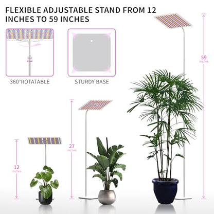 BESTVA 18W Grow Lights for Indoor Plants with Stand, Full Spectrum LED Plant Light for Indoor Plants,12-59 Inches Height Adjustable Growing Lamp with Auto On/Off Timer 4H/8H/12H, 4 Dimmable Brightnes
