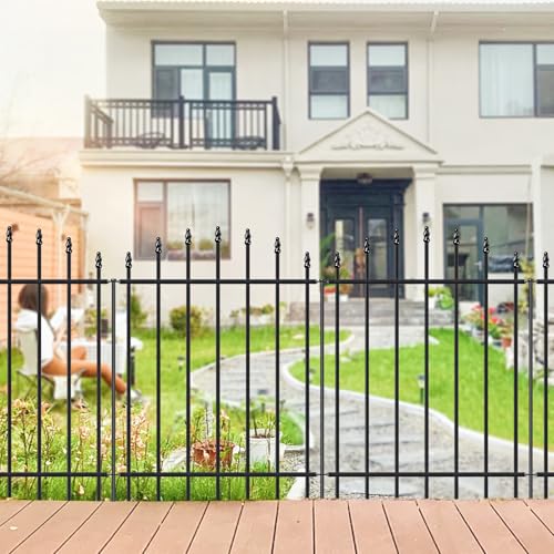 32” x 12’ No-Dig Metal Garden Fence with Stakes, Panels Fencing for Dogs - size: Roman Col 32″H x 12ft (6Panels)