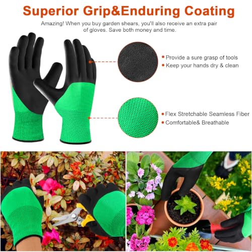 3 Packs Garden Pruning Shears Stainless Steel Blades Handheld Pruners Set with Gardening Gloves(Pink) - color: Pink, size: 3 PCS