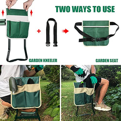 BDL Garden Kneeler and Seat, Upgraded Folding Bench Stool Portable Kneeler, Sturdy Gardening Tools with 2 Free Tool Pouch, Detachable Belt, A Pair of Garden Gloves, EVA Kneeling Pad - size: Queen