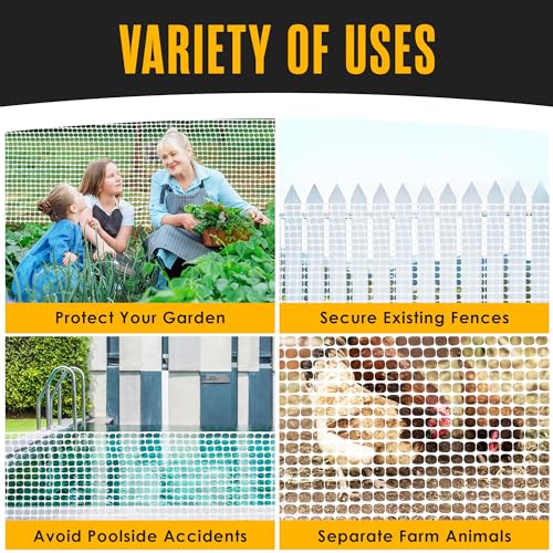 Plastic Fence, Plastic Mesh Fence, Mesh Fencing, White, 4 x 50 Ft Roll - color: White