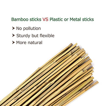 Cambaverd Bamboo Stakes 6 Feet, Tall Garden Stakes, 20 Pack Bamboo Poles - size: 6 FT-20 PACK