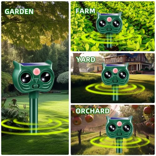 Cat Repellent Outdoor 4 Pack Solar Ultrasonic Animal Repeller for Deer