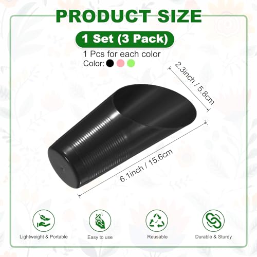 M METERXITY 3-Pack Bonsai Soil Scoops, Plastic Garden Soil Scoops Bucket Shovel Potting Scoopers for Transplanting/Flower/Plant Succulent, Colorful Small Gardening Tools [Green, Pink, Black] - color: Green, Pink, Black