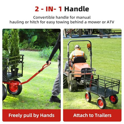 Heavy Duty Steel Garden Cart – 1400 Lbs Capacity Utility Yard Wagon
