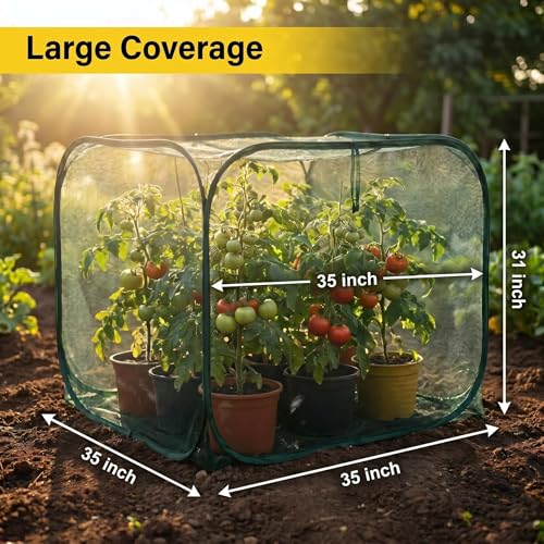 Collapsible Pop-Up Mesh Garden Cover（35''x35''x31''for Square Raised Beds-30% Sunblock，Protective Netting Cage for Vegetables, Fruits & Flowers, Keep Birds and Small Animals Out - size: 35''x35''x31''