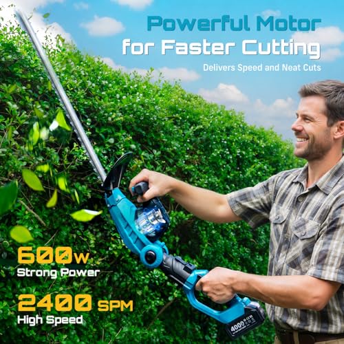 SEESII 2-in-1 Pole & Hedge Trimmer Cordless,20" Electric Bush Trimmer 8.5ft