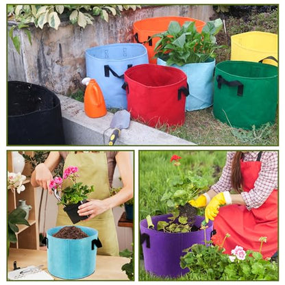 10-Gallon Fabric Grow Bag (7 Pack of Mix Colors) with Handles for Vegetable - size: 10 Gallon