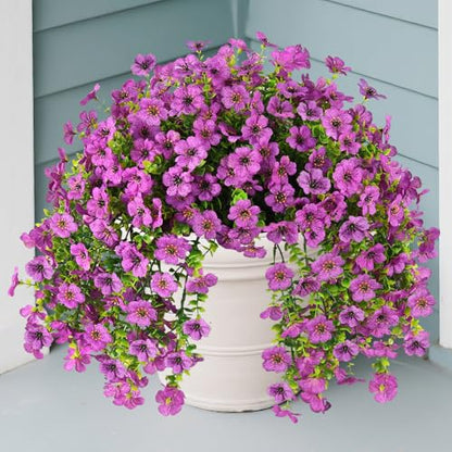 INQCMY 2 Pcs Artificial Fake Hanging Flowers for Outdoors UV Resistant - color: Purple2