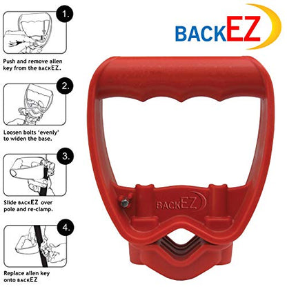 Back-Saving Tool Handle Attachment, EVR-Grip Upgrade, Labor-Saving Ergonomic Shovel Add-on Handle, RED - color: Red