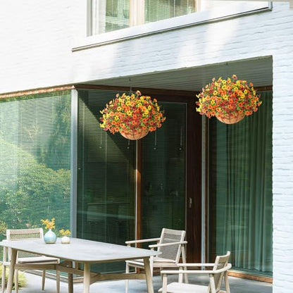 Artificial Flowers for Outdoors Faux Fall Hanging Baskets UV Resistant - color: G Orange Brown Yellow