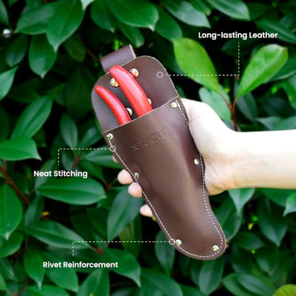 AGRICUT Hand Pruners with Sheath, Gardening Shears Scissors with Sheath - style: Aluminum Handle, High Carbon Steel PRO with Sheath