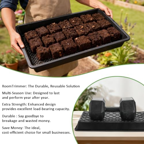 RooTrimmer 10 Pack 1020 Mesh Trays, Extra Strength 1020 Mesh Bottom Trays with Holes, 20'' x 10'', Heavy Duty Propagation Flats for Microgreens, Seed Starting, Soil Blocks, Hydroponics & Wheatgrass - size: 20L x 10W x 2.3 H