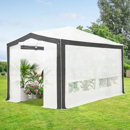 EAGLE PEAK 12x8 Walk in Pop Up Greenhouse, Support Pole, Gray/White - color: Gray/White, size: 12x8