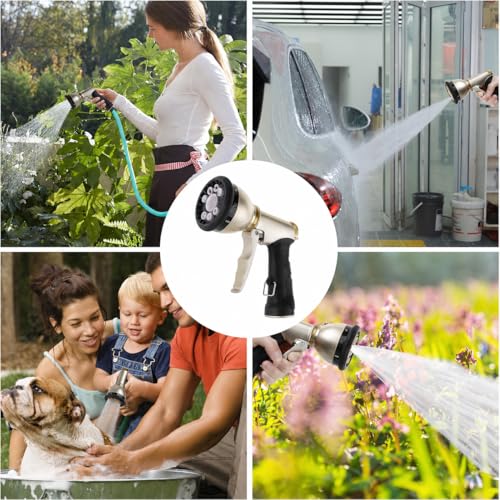 Garden Hose Nozzles,9 Spray Patterns Heavy Duty Metal Hose Sprayer Nozzle - color: Gray