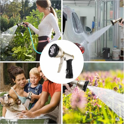 Garden Hose Nozzles,9 Spray Patterns Heavy Duty Metal Hose Sprayer Nozzle - color: Gray