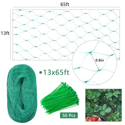 Unves 13 x 65 Ft Fruit Tree Netting, Heavy Duty Bird Netting - color: Green, size: 13 x 65 Ft