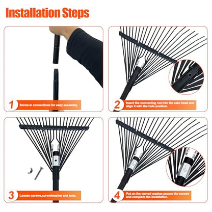 Rake for Leaves,22.8" Wide Gardening Leaf Rake for Lawns - style: 22 Metal Tines