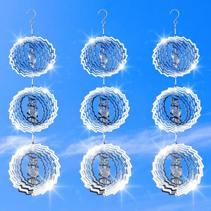 9 PCS Stainless Steel Bird deterrents for Outside,Crow Deterrent,3D Bird Scarer Discs Set Pigeon Deterrent,Bird reflectors to Keep Birds Away Woodpecker Deterrent for House - color: 9 Discs Owl Bird Scare Discs Set