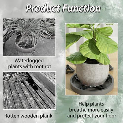 24pcs Black Invisible Flower Pot Feet,Breathable Plant Pot Risers Compressive Outdoor Planters,Triangular Lifters Supports for Indoor/Outdoor Use(Large)