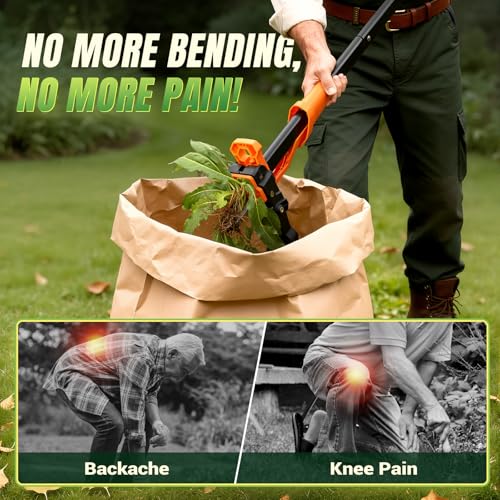 Weed Puller Tool - Stand Up Weed Puller with 4-Claw Steel Head, 39" Retractable Handle & Easy-Eject Mechanism for Dandelions, Clover & More, No Bending or Kneeling