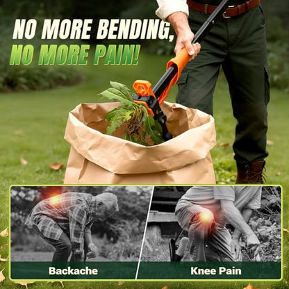 Weed Puller Tool - Stand Up Weed Puller with 4-Claw Steel Head, 39" Retractable Handle & Easy-Eject Mechanism for Dandelions, Clover & More, No Bending or Kneeling