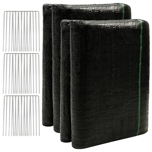 Weed Barrier Landscape Landscape Fabric with 30 U-Shaped Stakes,3.2oz Weed Barrier Fabric Heavy Duty for Garden Beds, Underlayment, Commercial Driveway (4x100 FT) - size: 4x100 FT