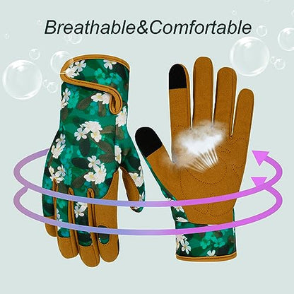 Leather Gardening Gloves for Women Garden Gloves Thorn Proof Heavy Duty Gloves Women Gardening Gift - color: Color a