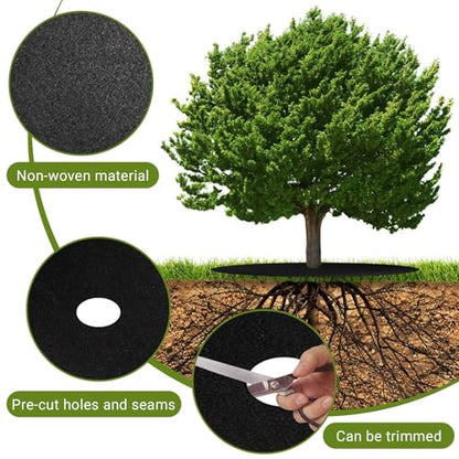 8 Pack 20.5 Inch Non-Woven Tree Mulch Ring - Degradable Tree Protector Mat, Round Anti Grass Gardening Landscaping Fabric Cover, Reusable Tree Weed Barrier Mat for Weed Control Root Protection (8pcs) - color: 8pcs