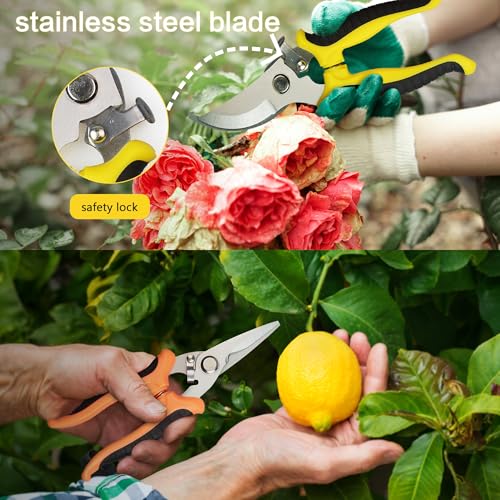 3Pcs Stainless Steel Garden Pruning Shears for Plants (Multicolor） - color: Multi-color