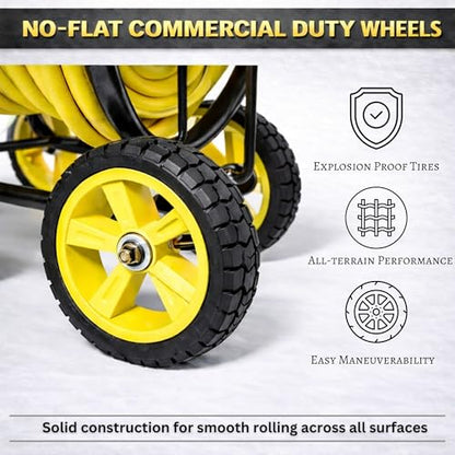 4-Wheel Hose Reel Cart, Heavy Duty Hose Reel, Holds 250ft of 5/8" Hose - size: 250ft Garden Hose Capacity