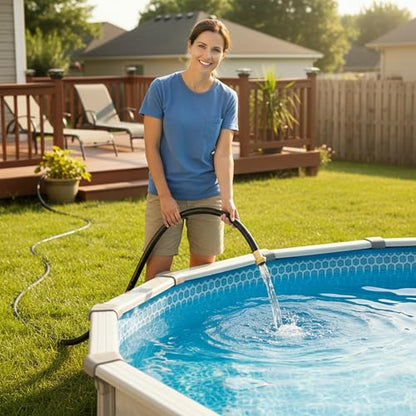 50FT PVC Hybrid Garden Hose, 5/8 in Black Hose, Brass Fittings - size: 50FT ( Male - Female )