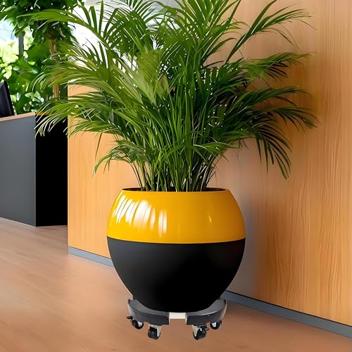CASIMR Plant Stand with Wheels, Heavy Duty Plant Caddy with 8 Twin Casters, Adjustable 15-20 Inch Indoor Outdoor Large Rolling Plant Stand Planter Cart Dolly for FlowerPot, 600lbs Capacity - color: Black+ 8 Black Casters