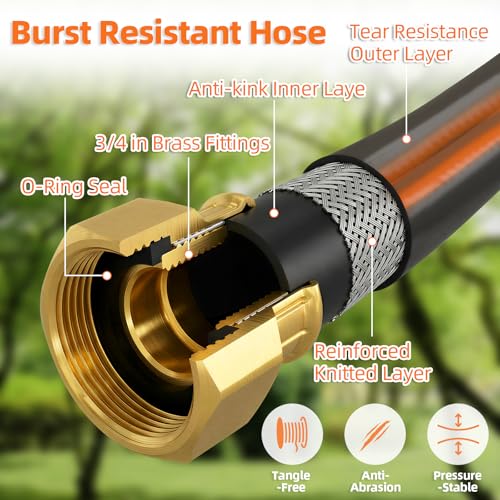 Retractable Garden Hose Reel 100 FT, 1/2" Heavy Duty Garden Hose - color: Gray & Orange