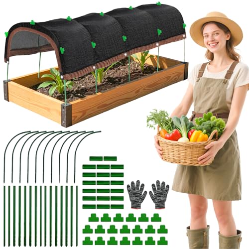 2026 Upgraded Garden Shade Cloth Kit 78.7"x59" Garden Shade Cloth for Plants Heat Protection with 5 Sets Garden Hoops for Raised Beds 75% Sunblock Shade Cloth Row Cover for Outdoor Plant Vegetables - size: 78.7" x 59"