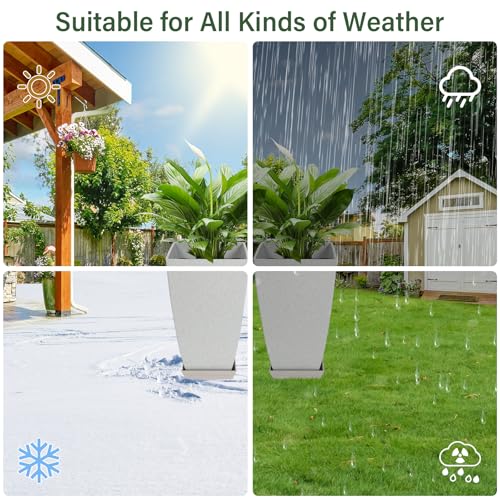 Neoaider Set of 2 Tall Planter, 21 inch Large Plastic Planter, Bluish Gray - color: Bluish-gray
