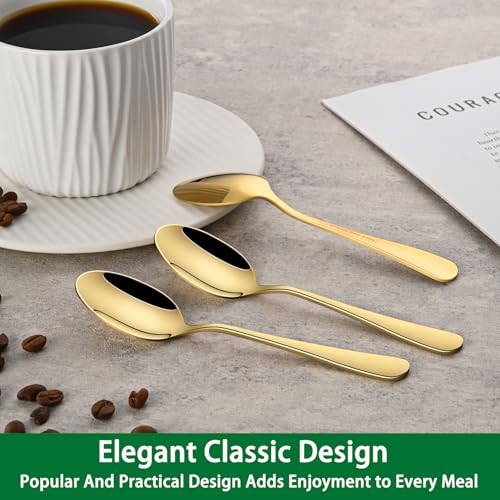 DEHOV 5.5 Inch Gold Small Coffee & Tea & Espresso Spoons Set of 8 - color: Gold