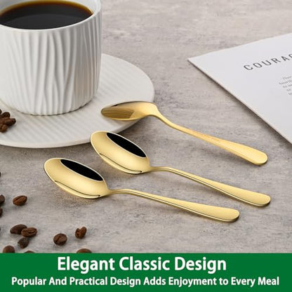 DEHOV 5.5 Inch Gold Small Coffee & Tea & Espresso Spoons Set of 8 - color: Gold