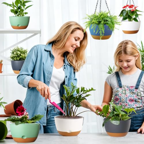 Hanging Planters, 3 Pack, Self-Watering, 10 Inch, Green - color: Green, size: 10 Inch