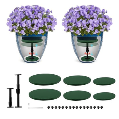 Axcoix 2 Pack Adjustable Height Plant Risers for Inside Pots, 7.5-12" Planter Inserts for Large Pots, Pot Fillers for Tall Square Round Taper Planters (6" 8" 10" Base or Top) - size: Short Lift: 7.5-12" Rise - 2Pack