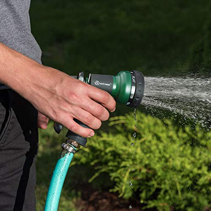 AUTOMAN Garden Hose Nozzle, Water Hose Sprayer Nozzle with 7 Adjustable Watering Patterns, Slip Resistant for Watering Plants, Lawn& Garden, Washing Cars, Cleaning, Showering Pets & Outdoor Fun. - color: Dark Green