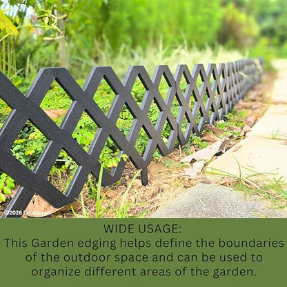 LaLaGreen Garden Edging Border (23x8.5in, 10 Pack) Black Plastic Fence - color: Black x 10