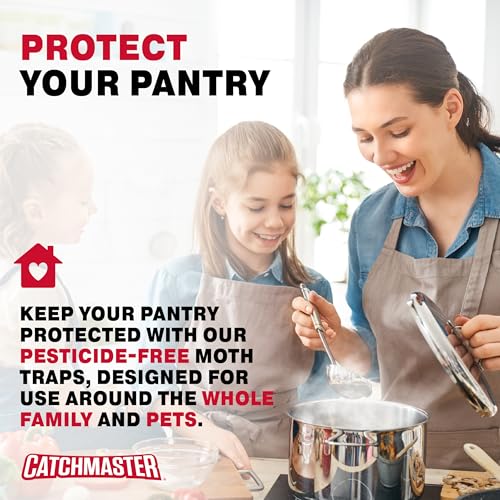 Catchmaster Pantry Pest & Moth Traps 2-Pk, Bug Killer for Kitchen Storage & Pantry Cabinet, Sticky Moth Traps for House, Glue Trap to Protect Pet Food, Kitchen Cabinets Storage - size: Heavy-Duty 2-Pack
