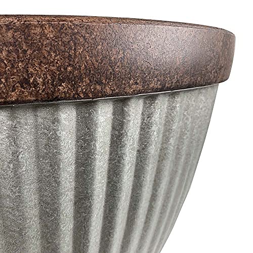 Southern Patio 10" Westlake Indoor/Outdoor Pleated Planter with Galvanized Finish, 5.71 qt. Capacity, Silver
