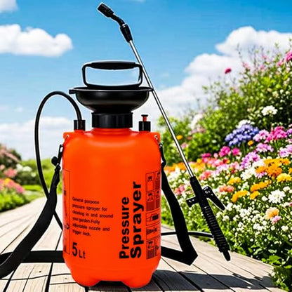 5L Garden Pressure Sprayer, Portable Hand Pump Sprayer for Yard Care - color: 5L-Orange