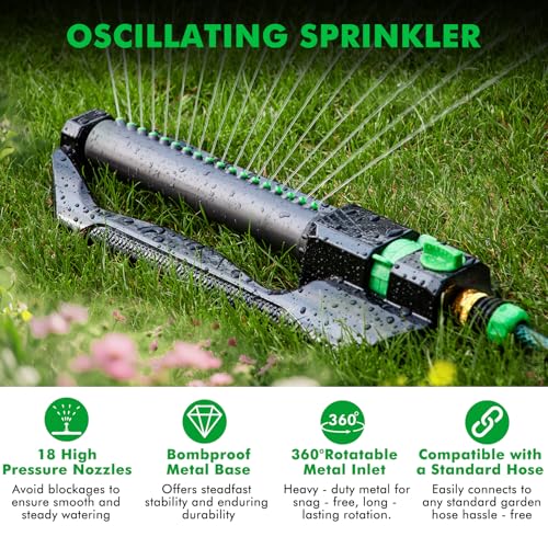 RESTMO 2 Pack Oscillating Sprinkler with Metal Base, Sprinklers for Yard - size: 2 Pack