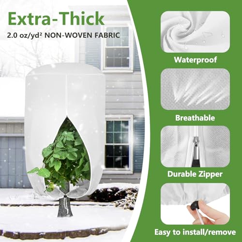 2 Pack Rounded Top Plant Covers Freeze Protection, 47"X72" Winter, White - size: White-47x72in-2PCS