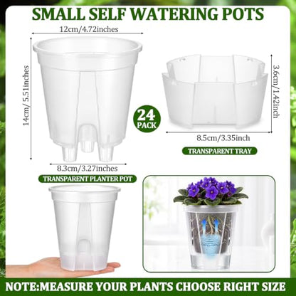 24 Pcs 4.72" Self Watering Pots for Indoor, Clear - color: Clear