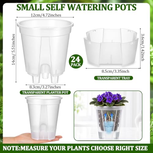 24 Pcs 4.72" Self Watering Pots for Indoor, Clear - color: Clear